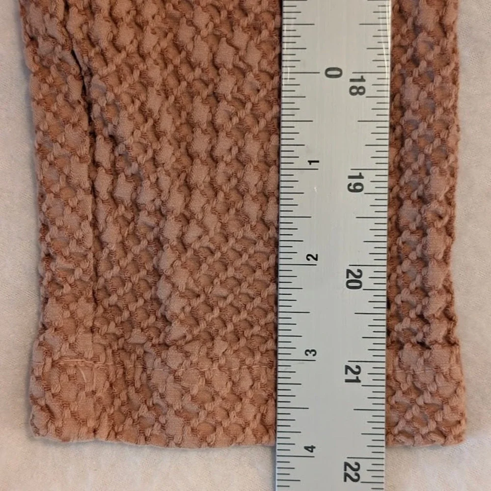 C.M.C Open Cardigan Women M Taupe‎ Lagenlook Boho Chic Smocked Waffle Cozy USA